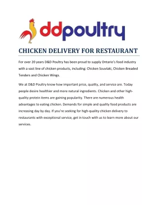 CHICKEN DELIVERY FOR RESTAURANT