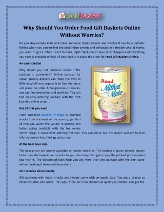 Why Should You Order Food Gift Baskets Online Without Worries?