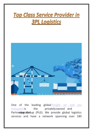 Top Class Service Provider in 3PL Logistics