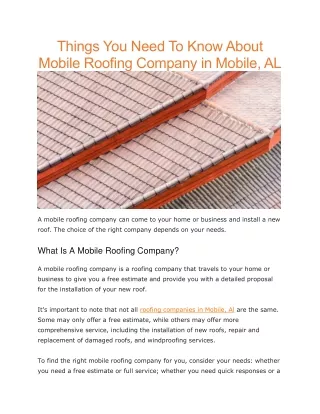 Roofing companies mobile al