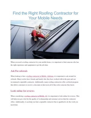 Roofing contractors mobile al