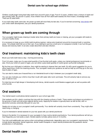 Oral look after school-age children