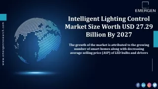 Intelligent Lighting Control Market Opportunity and Forecast 2027
