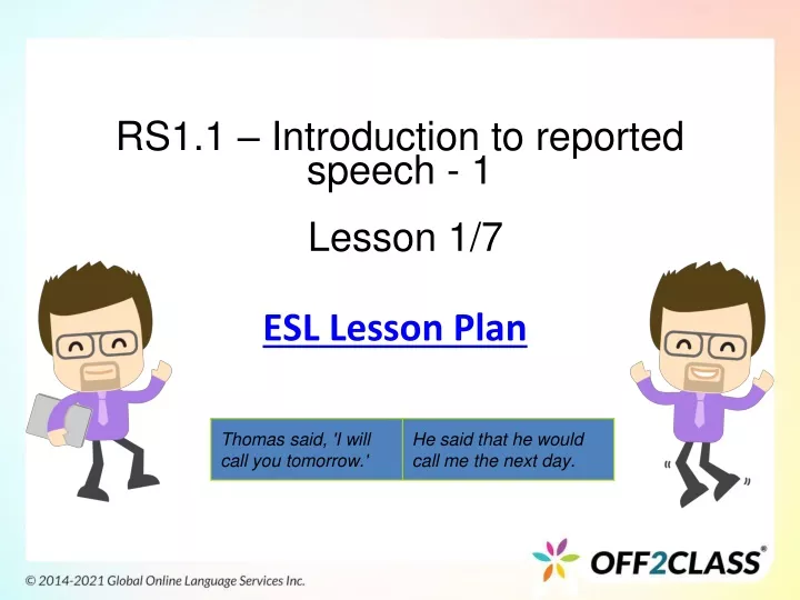 rs1 1 introduction to reported speech 1 lesson 1 7