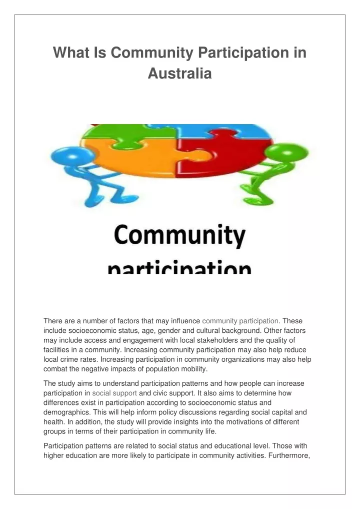 what is community participation in australia