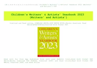 [[F.r.e.e D.o.w.n.l.o.a.d R.e.a.d]] Children's Writers' & Artists' Yearbook 2023 (Writers' and Artists') PDF