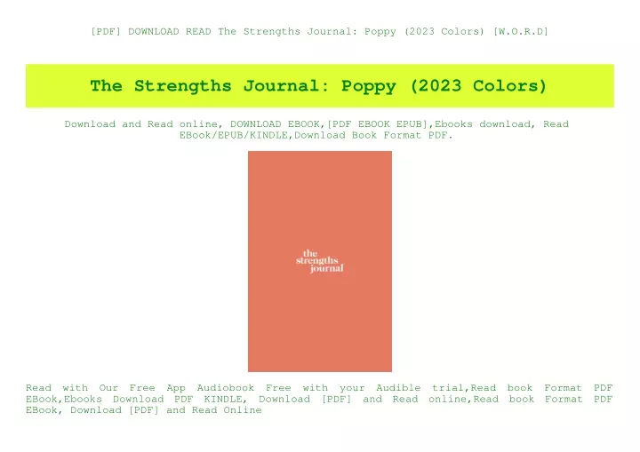 pdf download read the strengths journal poppy
