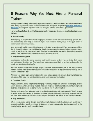 8 reasons why you must hire a personal trainer