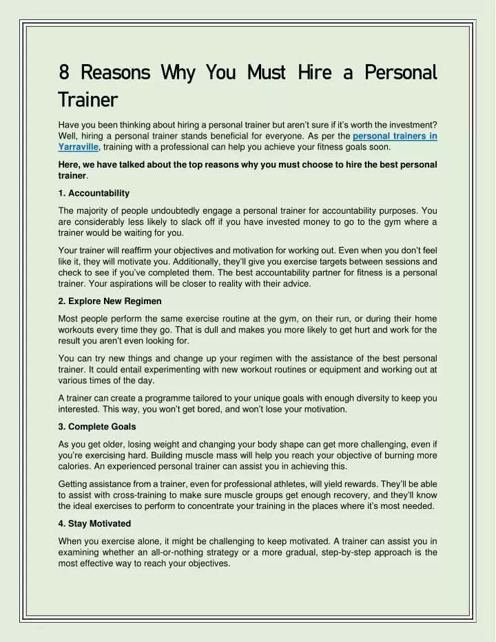 8 reasons why you must hire a personal trainer