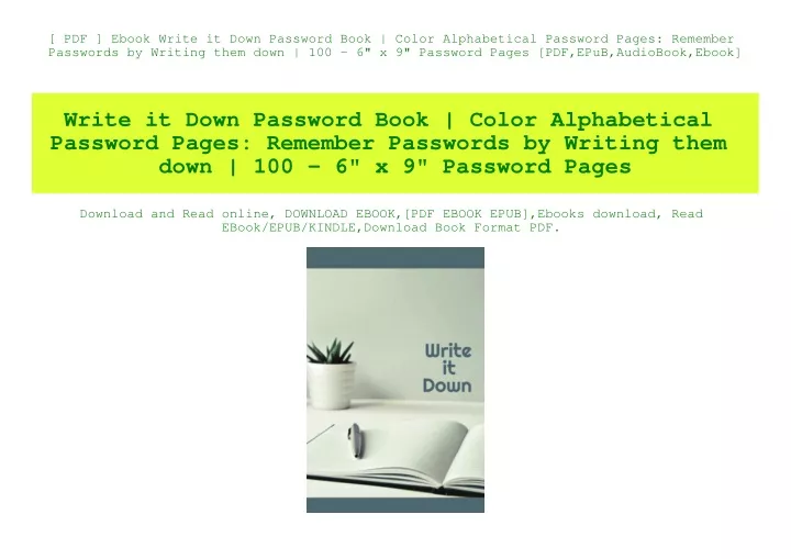 pdf ebook write it down password book color