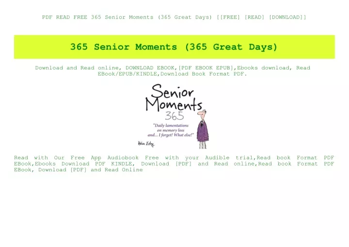 pdf read free 365 senior moments 365 great days