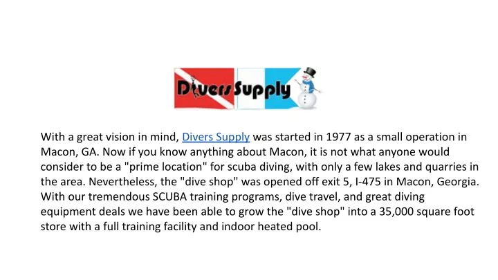 with a great vision in mind divers supply