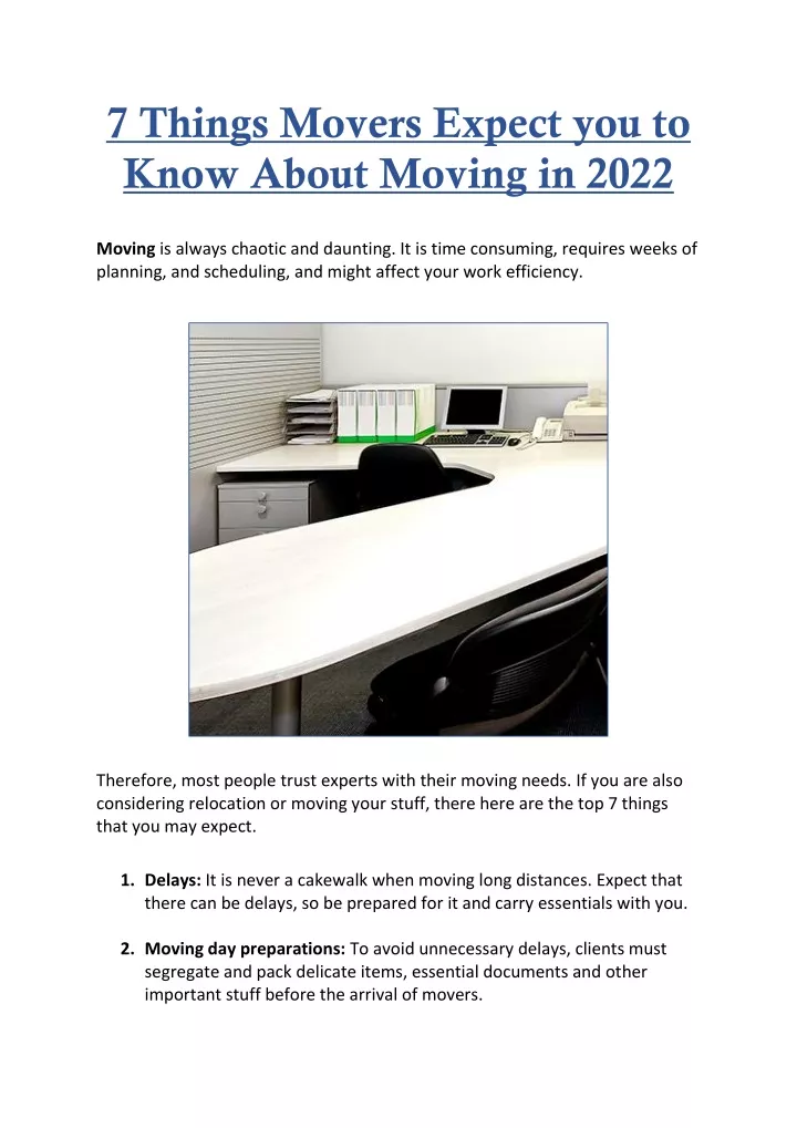 7 things movers expect you to know about moving