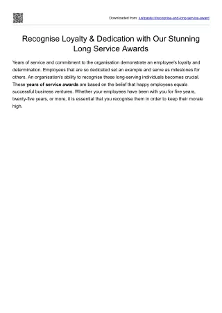 Recognise Loyalty & Dedication with Our Stunning Long Service Awards