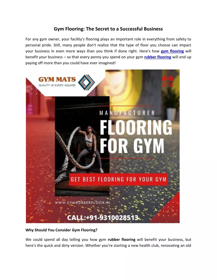 gym flooring the secret to a successful business