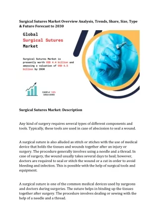 surgical sutures market overview analysis trends