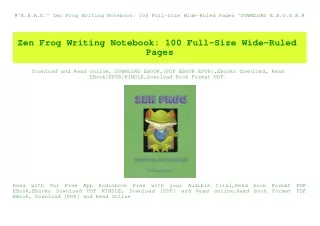 #^R.E.A.D.^ Zen Frog Writing Notebook 100 Full-Size Wide-Ruled Pages ^DOWNLOAD E.B.O.O.K.#