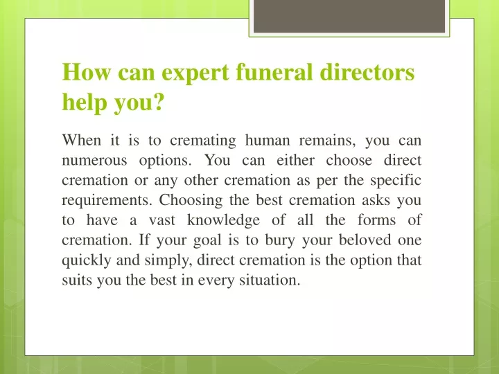 how can expert funeral directors help you