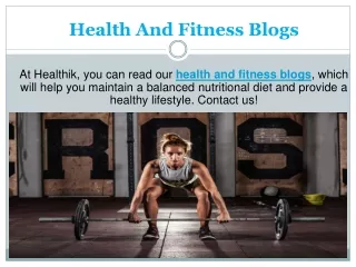 Health And Fitness Blogs