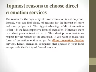 topmost reasons to choose direct cremation services