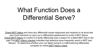 what function does a differential serve
