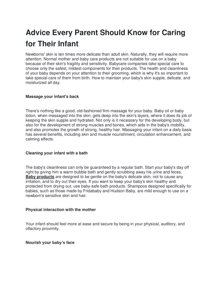 advice every parent should know for caring