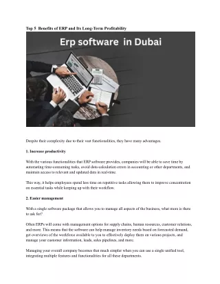 top 5 benefits of erp and its long term