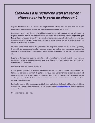 tes vous la recherche d un traitement efficace