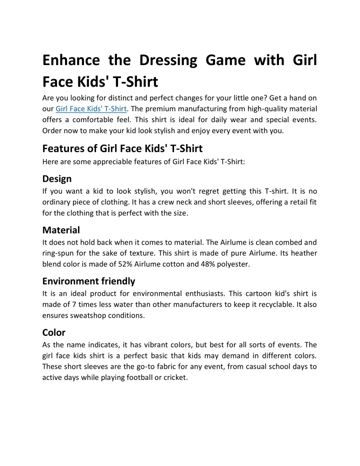 enhance the dressing game with girl face kids
