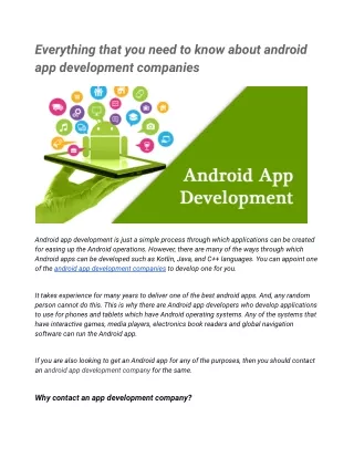 Everything that you need to know about android app development companies