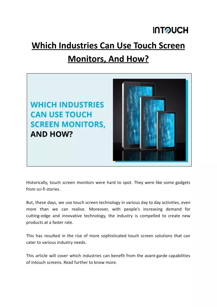 which industries can use touch screen monitors