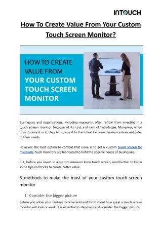 how to create value from your custom touch screen