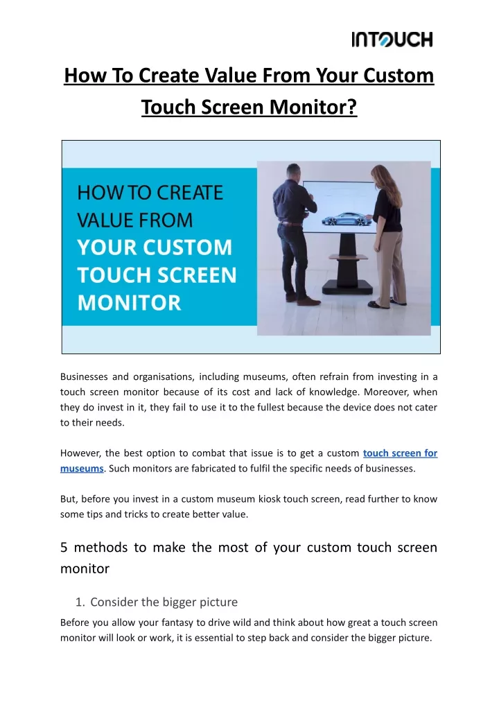how to create value from your custom touch screen