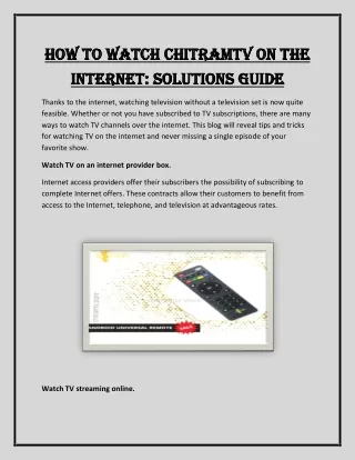 how to watch chitramtv on the how to watch