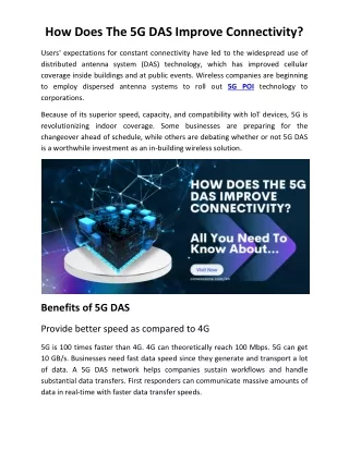how does the 5g das improve connectivity