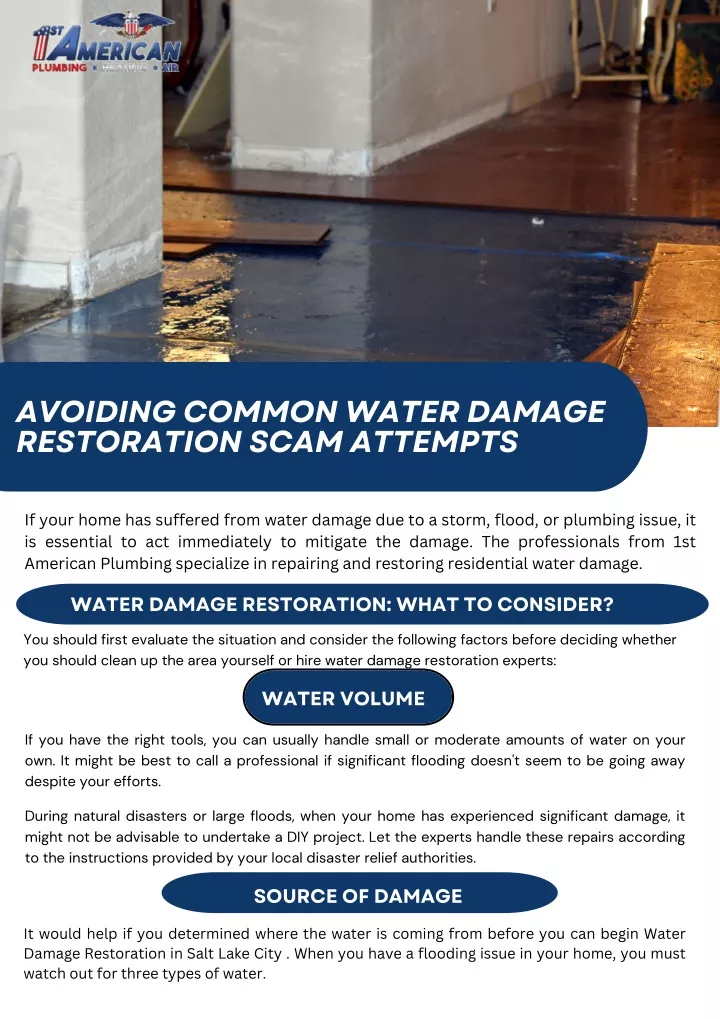 avoiding common water damage restoration scam