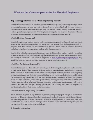 what are the career opportunities for electrical