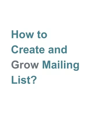 How to Create and Grow Mailing List