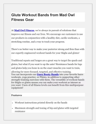 Glute Workout Bands from Mad Owl Fitness Gear
