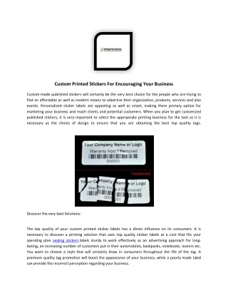 custom printed stickers for encouraging your