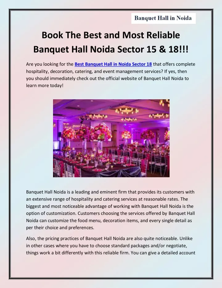 book the best and most reliable banquet hall