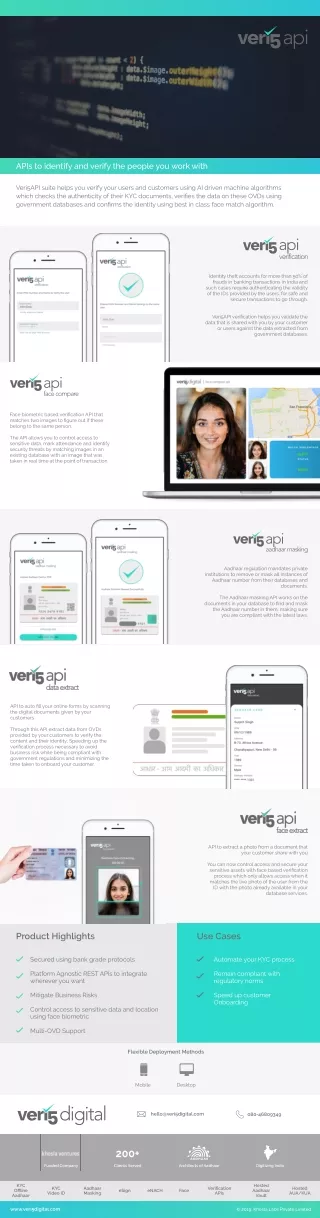 Veri5 APIs Brochure - Veri5Digital(Khosla Labs)