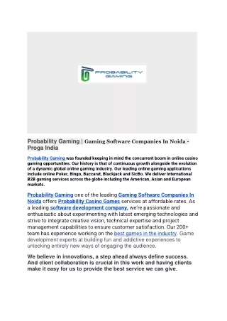 probability gaming gaming software companies