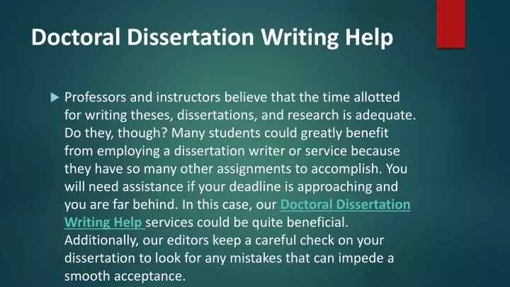 doctoral dissertation writing help