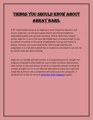 Things you should know about ARRAY BARS
