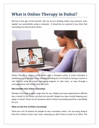 What is Online Therapy in Dubai