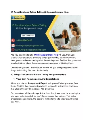 10 considerations before taking online assignment