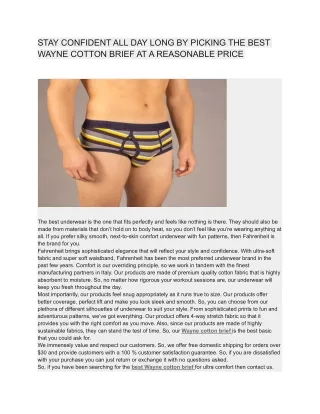 STAY CONFIDENT ALL DAY LONG BY PICKING THE BEST WAYNE COTTON BRIEF AT A REASONABLE PRICE