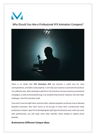 Why Should You Hire a Professional VFX Animation Company (1)