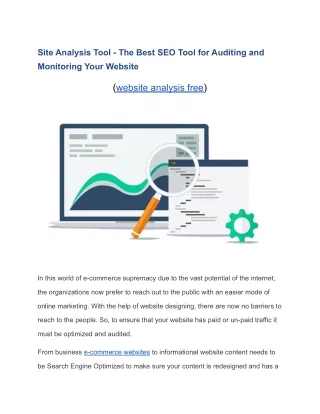 Site Analysis Tool - The Best SEO Tool for Auditing and Monitoring Your Website